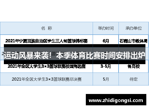运动风暴来袭！本季体育比赛时间安排出炉